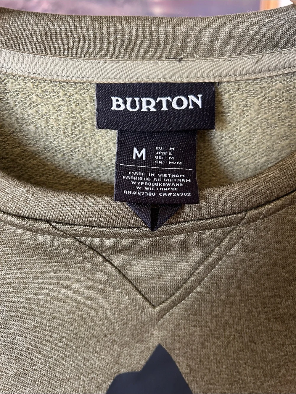 Burton Olive Green Crewneck Sweatshirt with Mountain Logo
